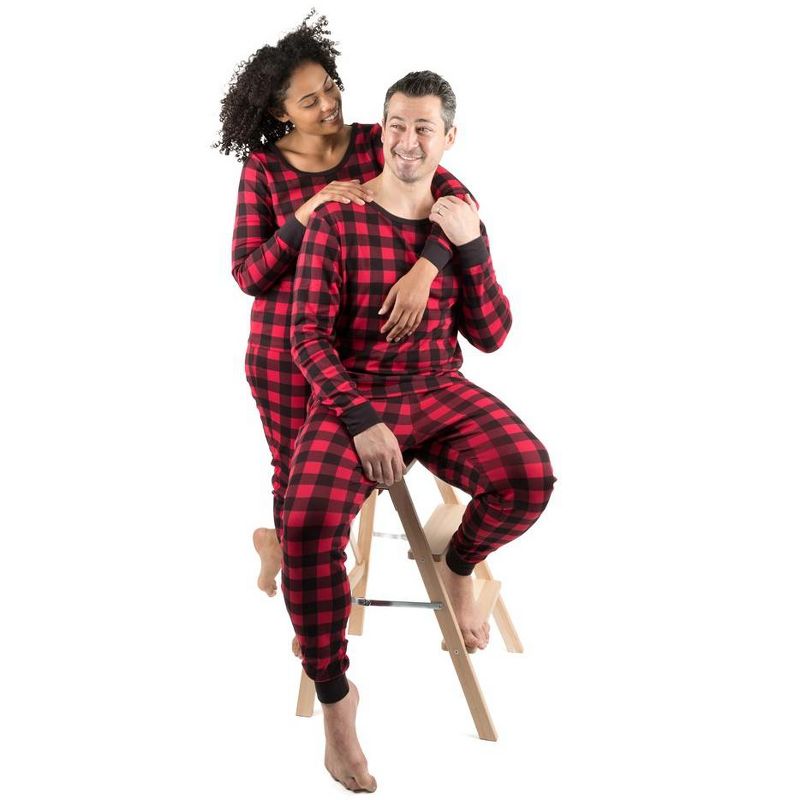 Leveret Mens Two Piece Cotton Plaid Christmas Pajamas, 2 of 4