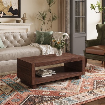 47.2*23.6*18in Modern Minimalist MDF Natural Wood-colored Rectangular Coffee Table for Living Room.