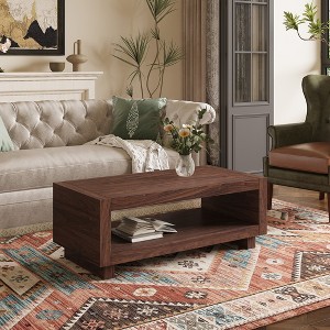 47.2*23.6*18in Modern Minimalist MDF Natural Wood-colored Rectangular Coffee Table for Living Room. - 1 of 4