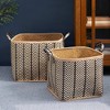 Square Palm Leaf Woven Wicker Storage Basket with Handles (Set of 2)- 14" x 14" x 15" and 16" x 16" x 17" - 4 of 4