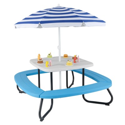 Safstar Kids Picnic Table Outdoor Activity Table w/ Adjustable & Collapsible Umbrella