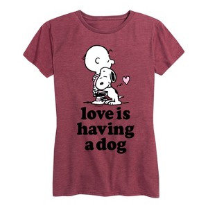 Women's - Peanuts - Love is Having a Dog Short Sleeve Graphic T-Shirt - 1 of 4