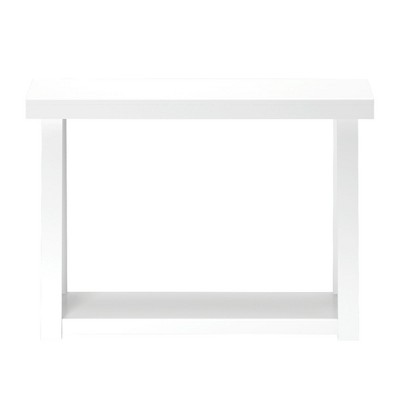 White Solid Pine Wood Console Table with Storage Shelf