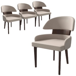LeisureMod Ethos Leather Dining Chair – Upholstered Mid-Century Modern Accent Chair with Rubberwood Legs for Kitchen, Dining Room, or Office Set of 4 - 1 of 4