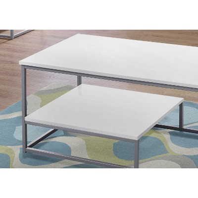 White Steel 3-Piece Coffee and End Table Set