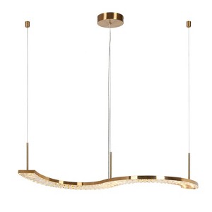 LNC Macrobotrys 42.5" Lxury and Glam Geometric Integrated LED Kitchen Island Pendant Lightss, Gold with Crystal - 1 of 4