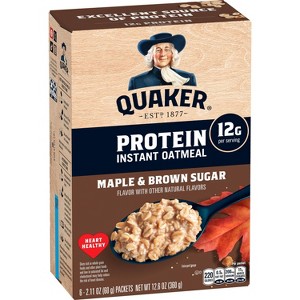 Quaker Instant Protein Maple Brown Sugar Oatmeal - 6ct / 12.6oz - 1 of 4