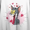 Tom & Jerry Lovestruck Tom With Heart Eyes Women's White Short Sleeve Crew Neck Crop Tee - 2 of 3