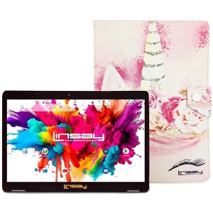 LINSAY 10.1"Octa Core 128GB Storage Android 14 Tablet with Unicorn Shape Case - 1 of 3