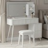 Modern Makeup Vanity Desk with Stool, Vanity Table Dressing Table with 3-Mode Lighted Mirror, Storage Shelves & 4 Drawers, White/Black-ModernLuxe - 2 of 4