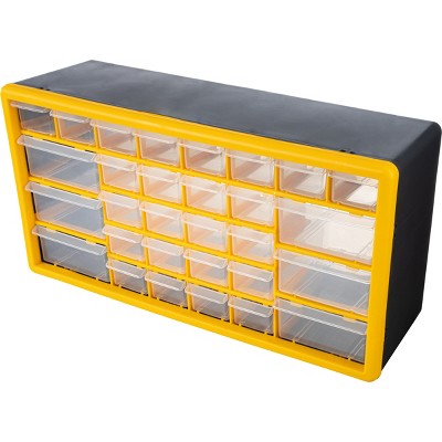 Yellow and Black 30-Drawer Plastic Small Parts Organizer