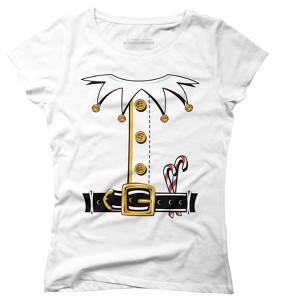 Junior's Design By Humans Santa's Elf Costume Shirt Christmas T-shirt By vomaria T-Shirt - 1 of 3