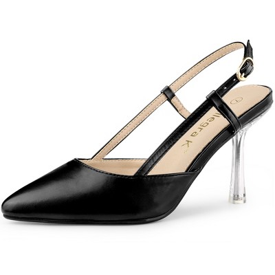 Allegra K Women's Slingback Pointy Toe Buckle Stiletto Heels Mules