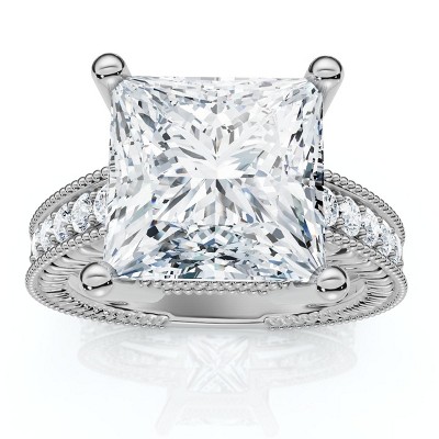 Pompeii3 Certified 4 1/5Ct Princess Cut Diamond Engagement Ring 14k Gold or Pt Lab Created
