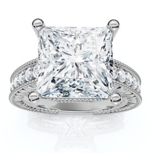 Pompeii3 Certified 4 1/5Ct Princess Cut Diamond Engagement Ring 14k Gold or Pt Lab Created - 1 of 4