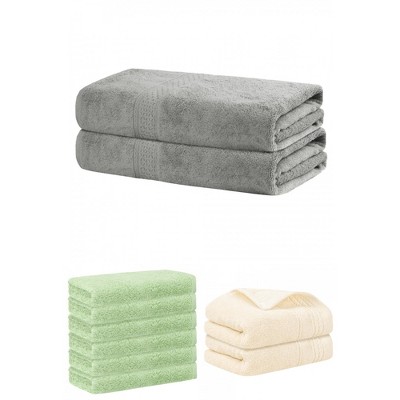 REGALWOVEN Striped Soft Absorbent Bathroom Cotton Towel Set 3 Pcs