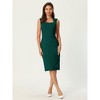 Hobemty Women's Sleeveless Square Neck Elegant Work Sheath Dress - 2 of 4