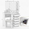 Corner Makeup Vanity Desk with LED Lights & Power Outlet - Vanity Set with 5 Rotating Drawers, 3 Lighting Modes - 2 of 4