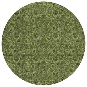 Olive Green And Fern Green Floral Washable Indoor Outdoor Area Rug - 1 of 4