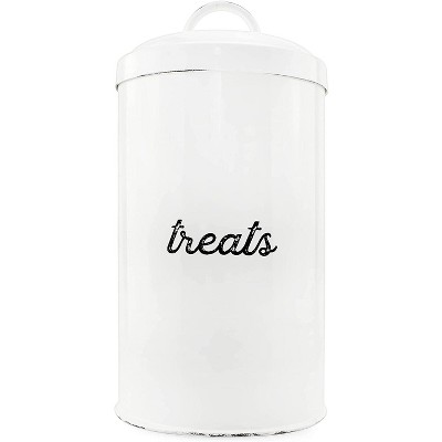 AuldHome Design Enamelware Dog Treat Jar, Modern Farmhouse Pet Treats Container