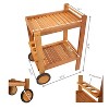 Sunnydaze Malaysian Hardwood Outdoor Rolling 2-Tier Serving Cart - 3 of 4