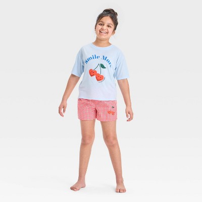 Girls' SmileyWorld Graphic T-Shirt & Boxer Pajama Set - Blue