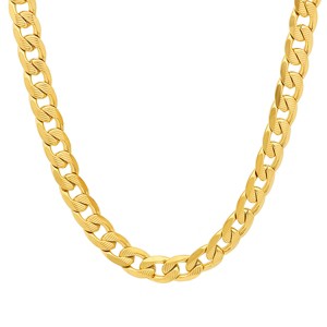 Steeltime Men's stainless steel accented 8mm Cuban chain link necklace. Color Options: Silver, Gold - 1 of 4