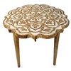 Royal Hampton 18 Inch Handcrafted Mango Wood Side End Table with Floral Carved Top and Tripod Base - 4 of 4