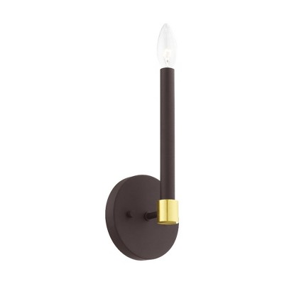 Karlstad Bronze/Satin Brass 1-Light Contemporary Wall Sconce