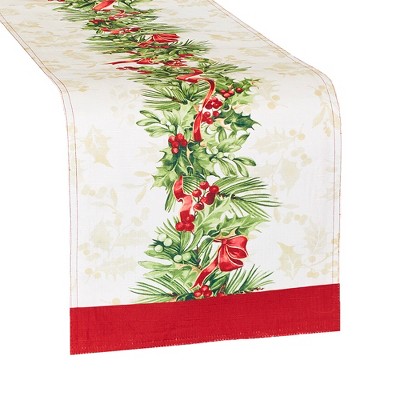 Holly Traditions Holiday Table Runner - 13" x 70" - Red/Green - Elrene Home Fashions