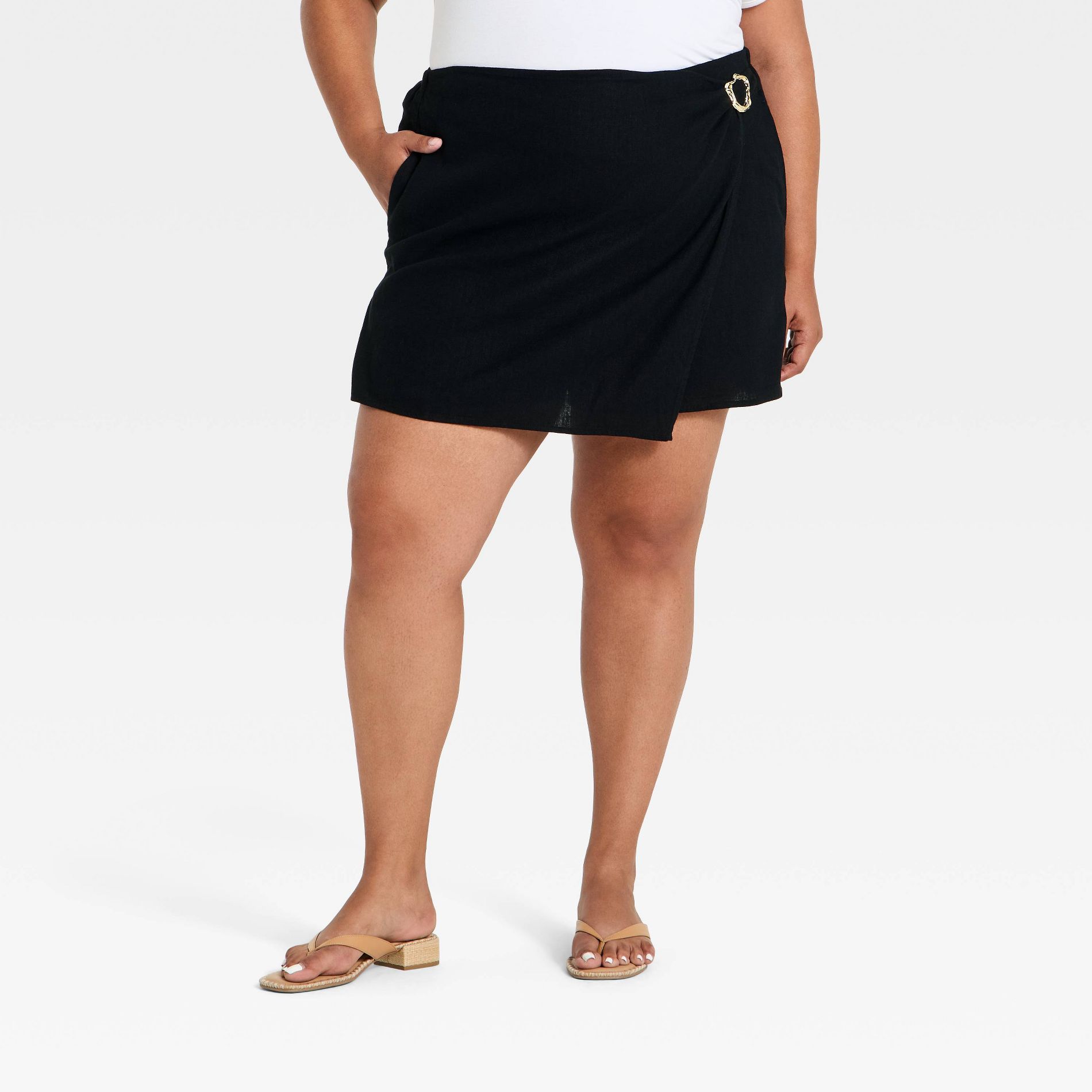 Women's Mini Wrap Skort - Ava & Viv™ Black