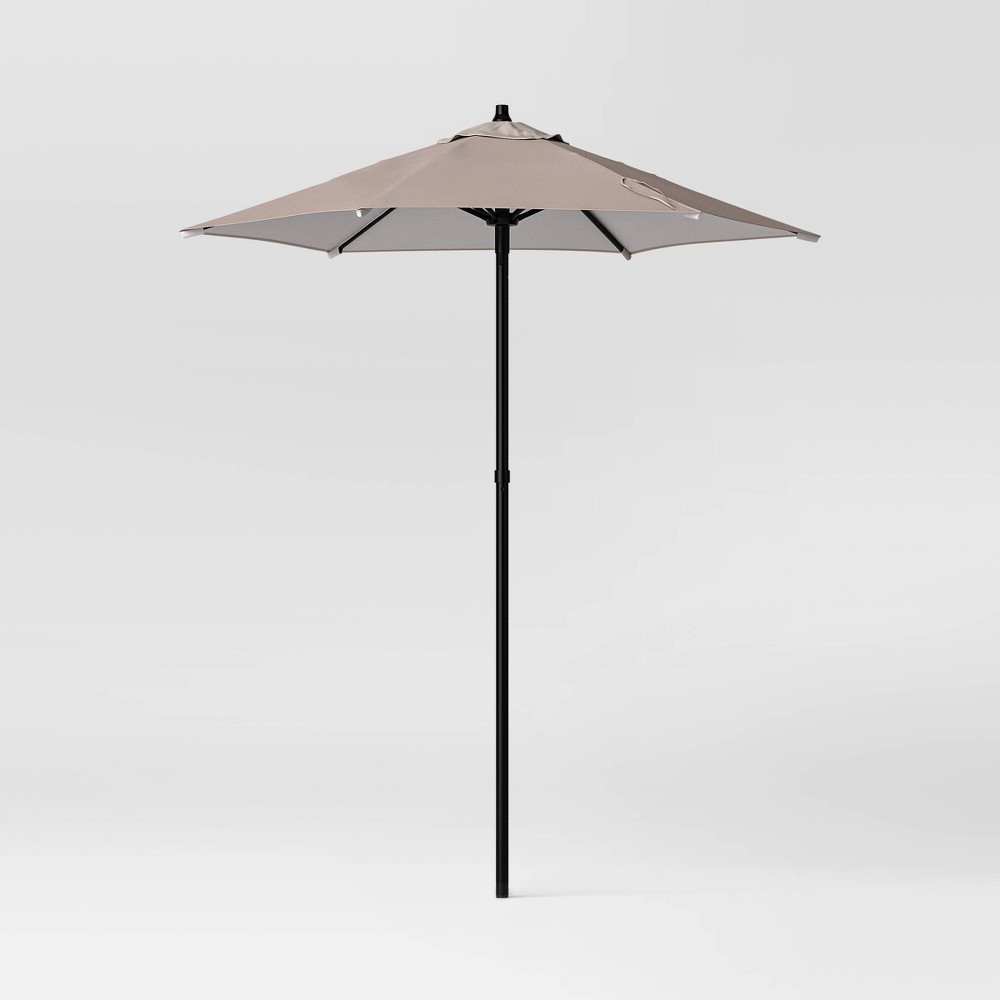 6' Round Outdoor Patio Market Umbrella Tan with Black Pole - Room Essentials?