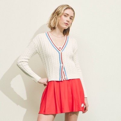 Prince Pickleball Women's Cable Knit Cardigan - Cream 