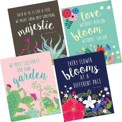 Set of 6 Colorful Motivational Quote Posters with Floral and Cacti Designs