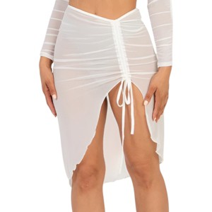 Slickblue Sexy Ruched Mesh Skirt – Adjustable Length with Drawstring for Clubbing or Casual Vibes, Size & Color Options - 1 of 4