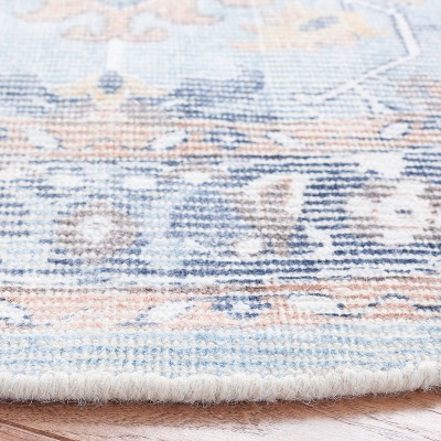 Hand-Tufted Light Blue Wool and Silk Round Rug