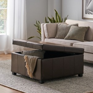 GDFStudio Stanford Contemporary Bonded Leather Channel Stitch Storage Ottoman - 1 of 4