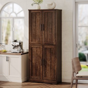 70" Tall Kitchen Pantry Cabinet, Freestanding Cupboard Storage Cabinet with Adjustable Shelves, Wooden Coffee Bar Cabinet for Living Room - 1 of 4