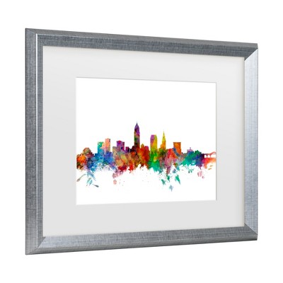 Trademark Fine Art -Michael Tompsett 'Cleveland Ohio Skyline' Matted Framed Art