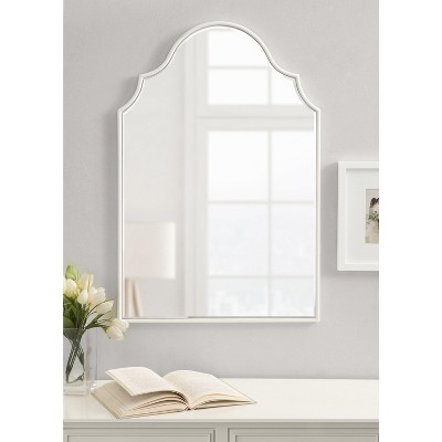 Leanna Coastal Arched Wall Mirror with Scalloped Edges, 20x30, White