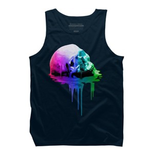 Men's Design By Humans Melting Skull with Vibrant Colors By robotface Tank Top - 1 of 3