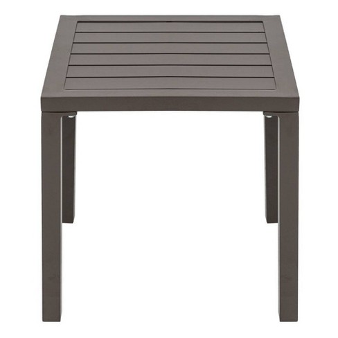 Crestlive Products Chaise Lounge Table Brown Aluminum Square Side/End Table Small Patio Coffee Bistro Table for Outdoor Indoor 