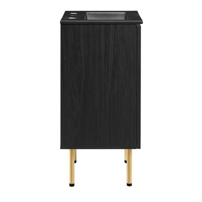 Chaucer Black and Gold Rattan Bathroom Vanity with Ceramic Basin