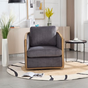 Grungis Swivel Accent Chair with Comfortable Foam Cushion,Comfy Swivel Barrel Chair,Club Chair for Bedroom,Reading Room - 1 of 4