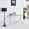 Spassway Modern Style Glass Console Table Narrow Sofa Table with Tempered Glass Top Metal Tubular Legs Computer Desk for Living Room Hallway - 2 of 4