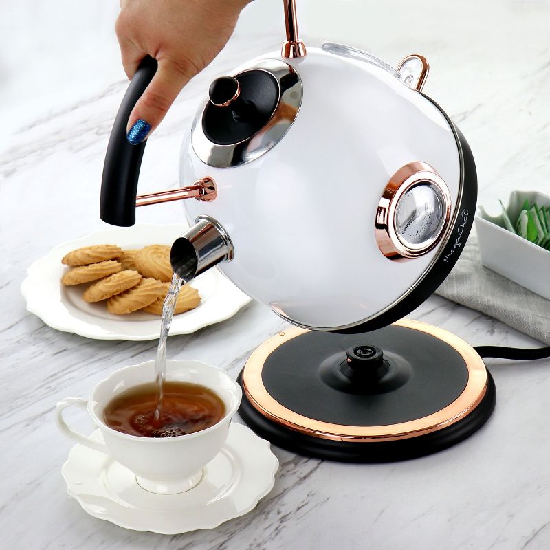 MegaChef 1.8 Liter Half Circle Electric Tea Kettle with Thermostat in White, 2 of 9