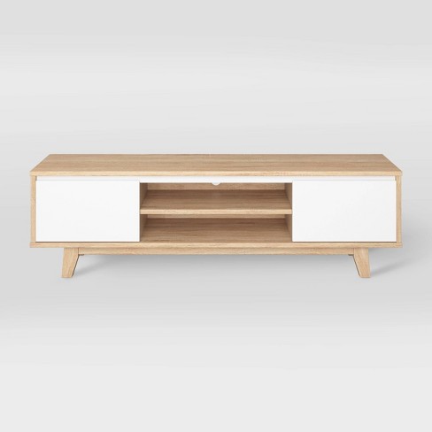 White and light wood deals tv stand