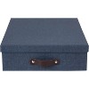 Bigso Oskar Document Letter Box with Lid and Leather Handle – Canvas Fiberboard File Organizer, 3.3" x 10.2" x 13.8" - 3 of 4