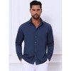 INSPIRE CHIC Men's Point Collar Button Long Sleeve Solid Color Business Dress Shirt - 4 of 4