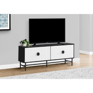 Monarch Specialties Tv Stand 60 Inch Console Media Entertainment Center Storage Cabinet Black And White Laminate Black Metal Contemporary Modern - 1 of 4